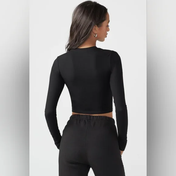 Joah Brown Classic Crewneck Long Sleeve Crop Top Xs/s Genty Used - Picture 3 of 8
